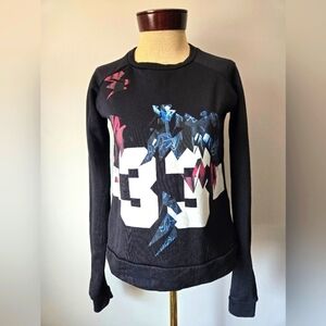 IRO LIMITED EDITION spring 2014 Black Crewneck Sweatshirt with Artistic Design.